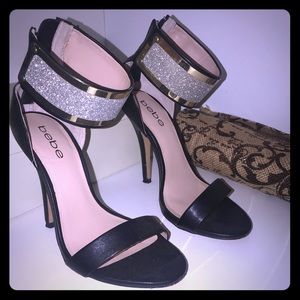 Authentic incredibly sparkly BEBE leather heels